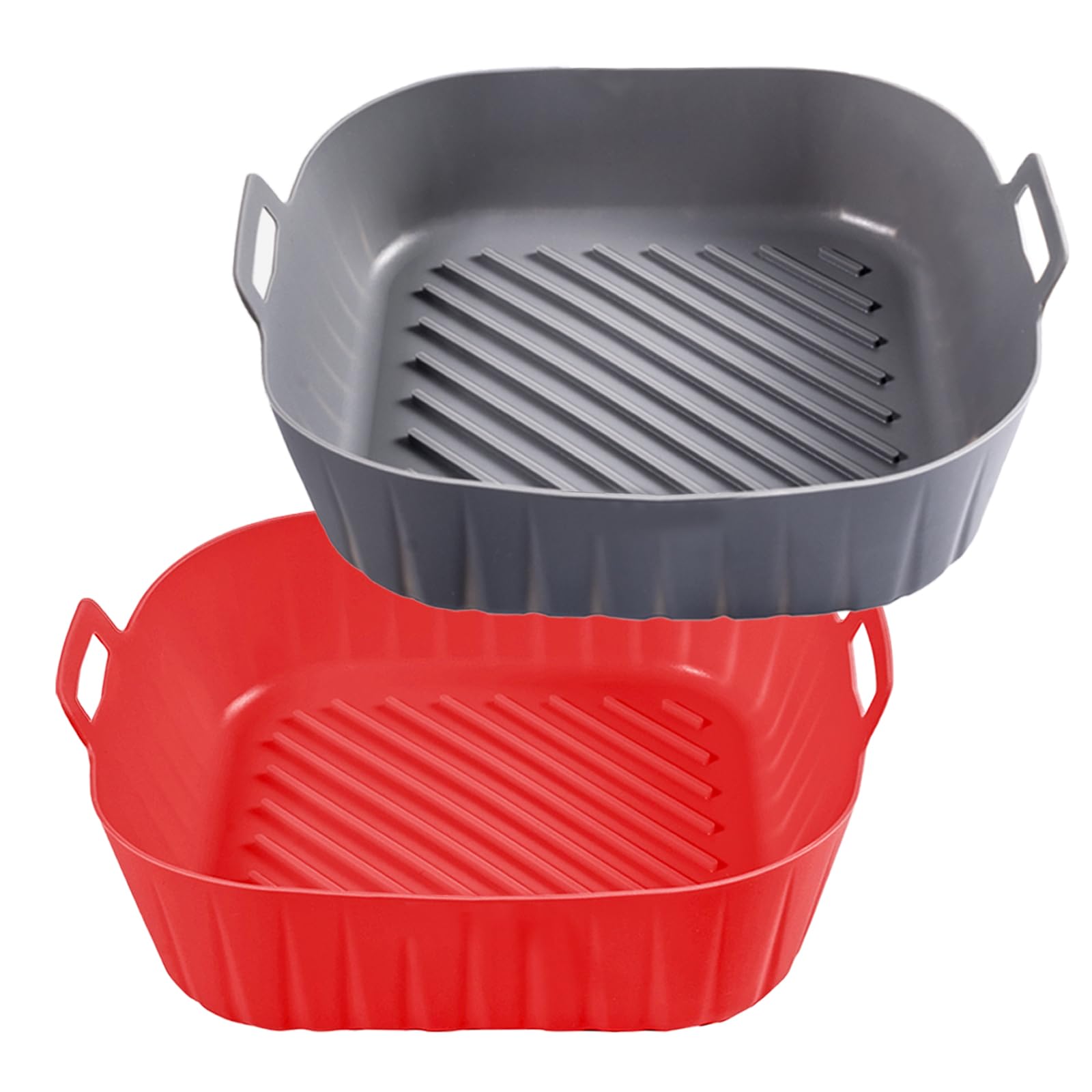 Golden Associate Silicone Liners Square for 6.5 to 7.5 inch Air Fryer, 2 Pcs Non-stick Food-grade Reusable Basket Baking Tray Airfryer Accessories, Top Size 7 inches, Bottom Size 6.3 inches