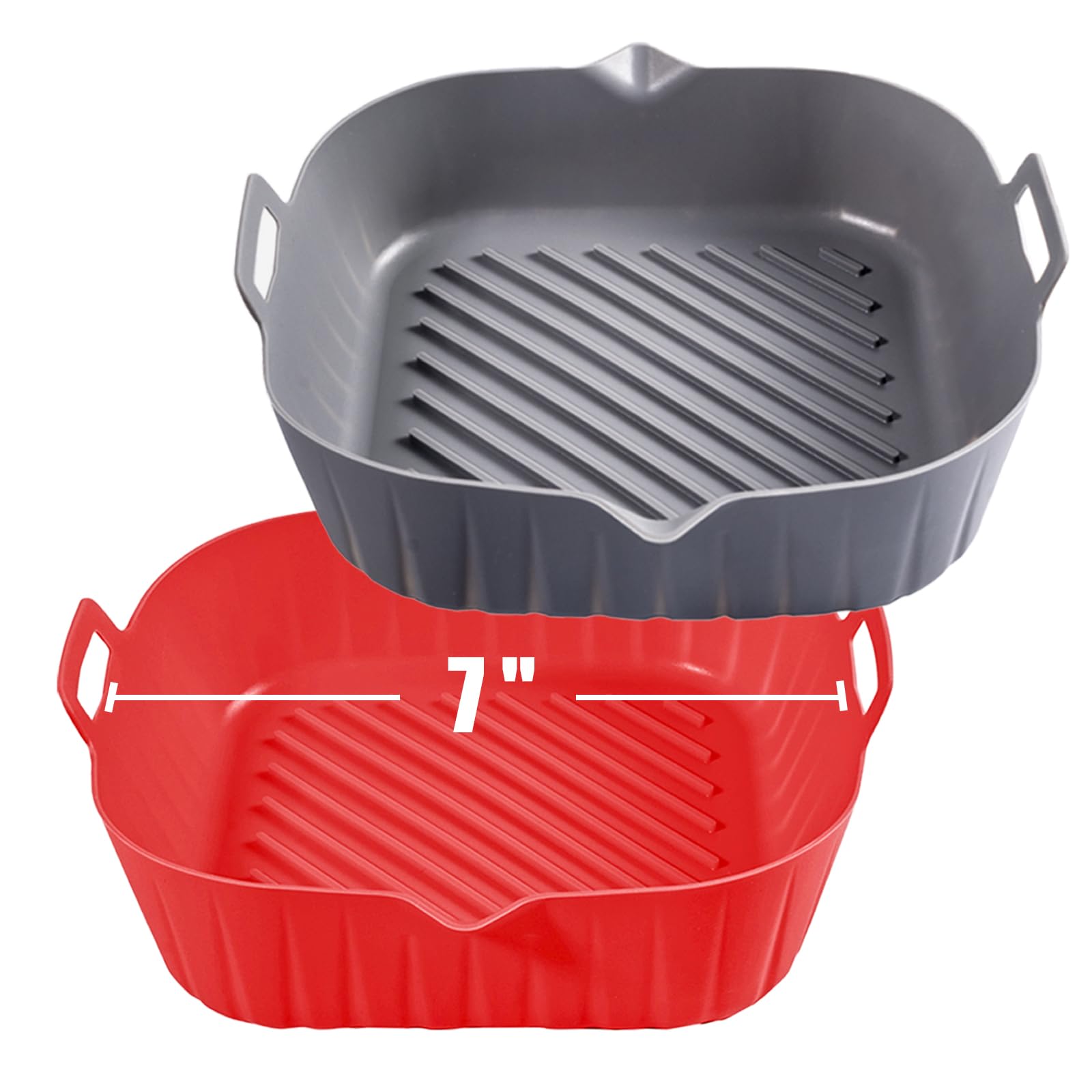 Golden Associate Silicone Liners Square for 6.5 to 7.5 inch Air Fryer, 2 Pcs Non-stick Food-grade Reusable Basket Baking Tray Airfryer Accessories, Top Size 7 inches, Bottom Size 6.3 inches