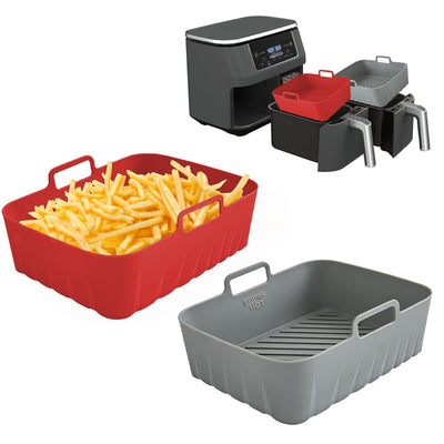 Golden Associate Silicone Liners Square for 6.5 to 7.5 inch Air Fryer, 2 Pcs Non-stick Food-grade Reusable Basket Baking Tray Airfryer Accessories, Top Size 7 inches, Bottom Size 6.3 inches