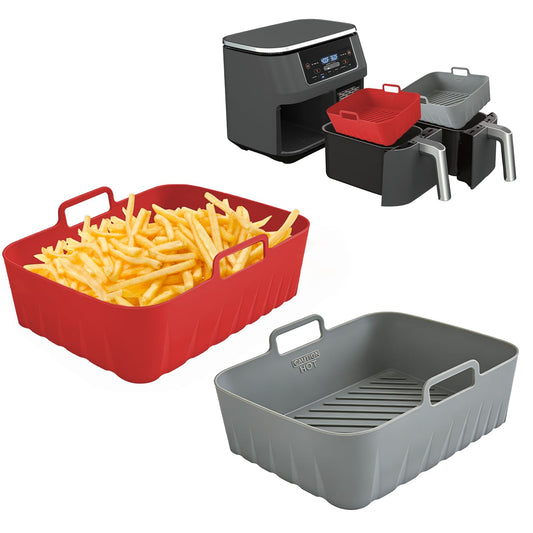 Golden Associate Silicone Liners Square for 6.5 to 7.5 inch Air Fryer, 2 Pcs Non-stick Food-grade Reusable Basket Baking Tray Airfryer Accessories, Top Size 7 inches, Bottom Size 6.3 inches