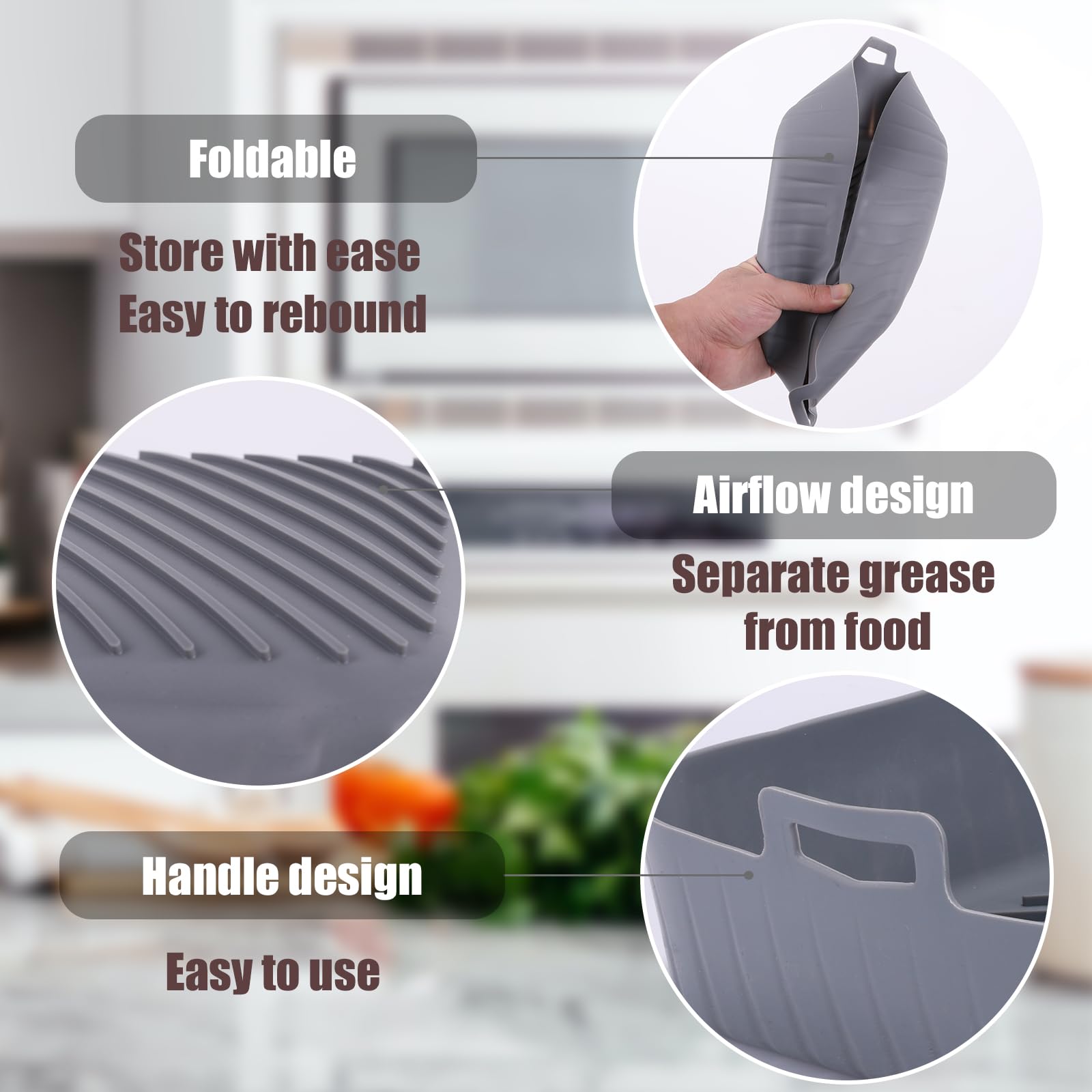 Golden Associate Silicone Liners Square for 6.5 to 7.5 inch Air Fryer, 2 Pcs Non-stick Food-grade Reusable Basket Baking Tray Airfryer Accessories, Top Size 7 inches, Bottom Size 6.3 inches