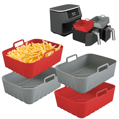 Golden Associate Silicone Liners Square for 6.5 to 7.5 inch Air Fryer, 2 Pcs Non-stick Food-grade Reusable Basket Baking Tray Airfryer Accessories, Top Size 7 inches, Bottom Size 6.3 inches